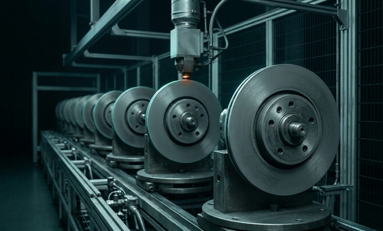 Brake disc coating line — repeated LACS deposition stations