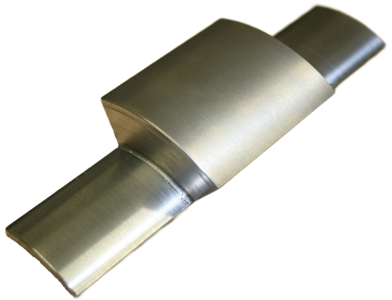 Laser Assisted Cold Spray, LACS.
Coating Titanium, Ti onto a steel tube.  Tube sectioned and machined, showing large deposit.