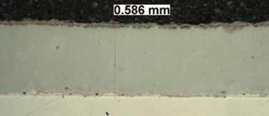 Laser Assisted Cold Spray, LACS.
Coating WC-17Co on steel, shown as high density deposit. Tungsten Carbide in Chrome.
